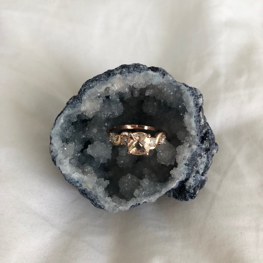 10k Rose Gold Morganite and Diamond Ring